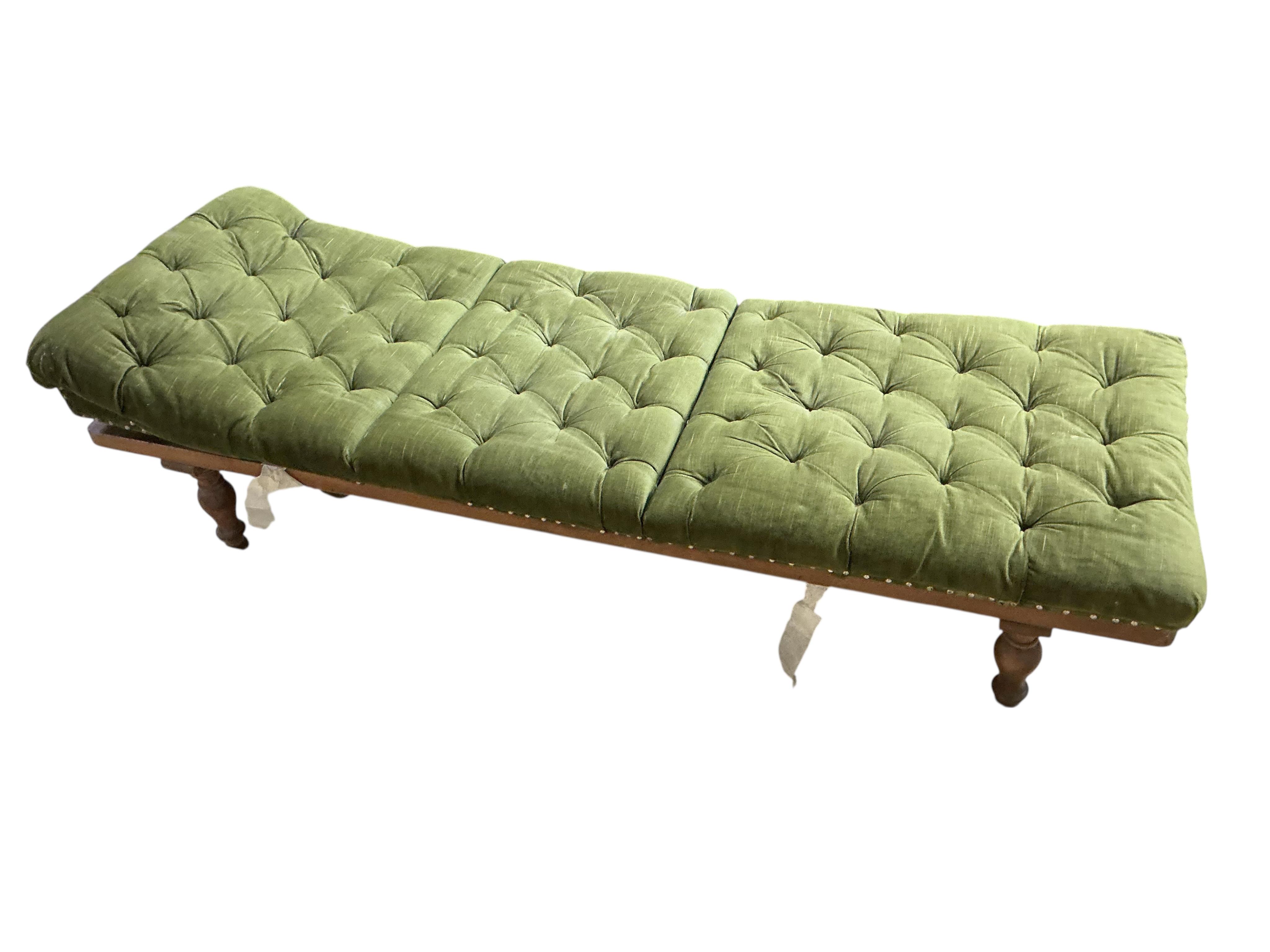 A Victorian mahogany campaign day bed, width 186cm, depth 62cm, height 48cm